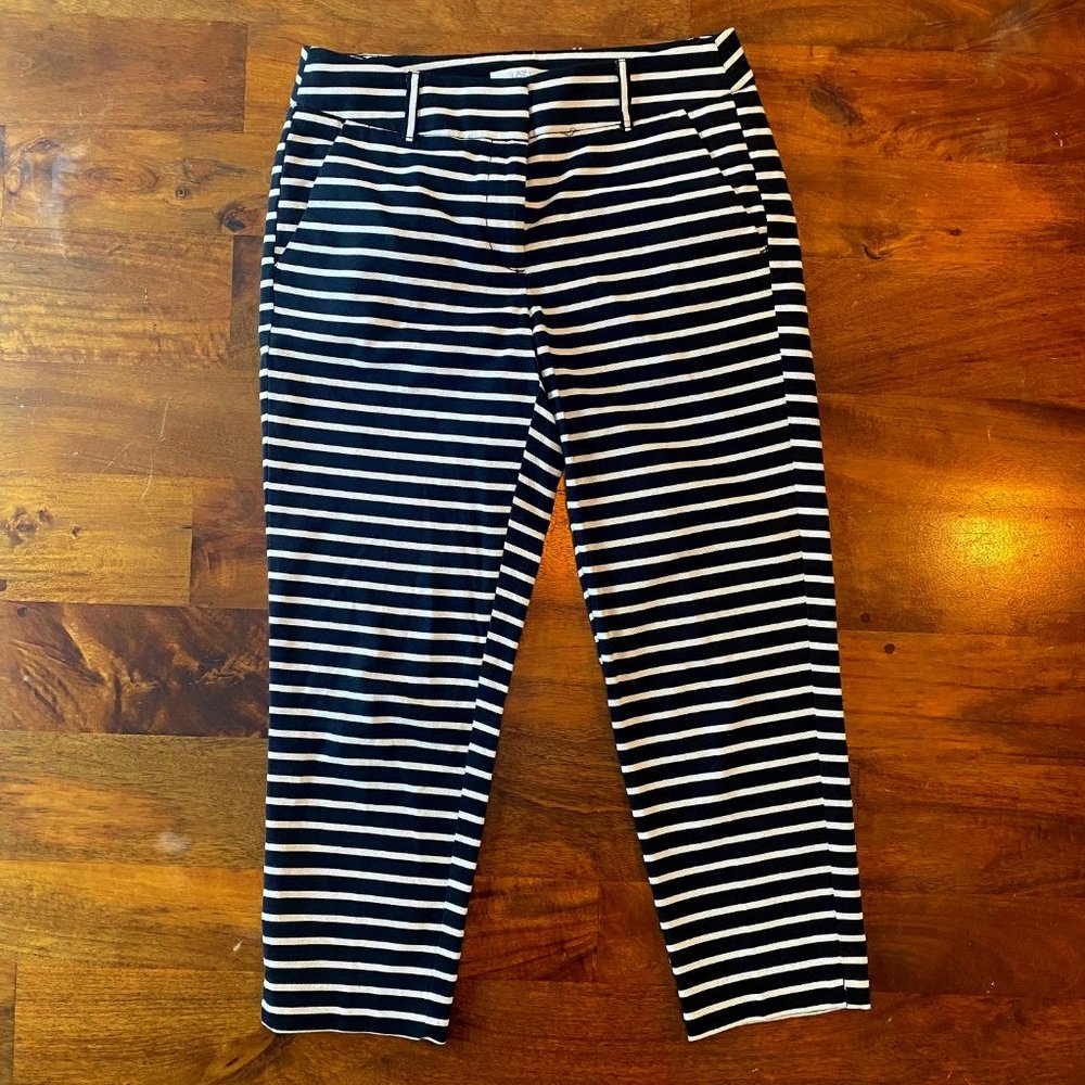 LOFT | Riviera Black & White Horizontal Striped Pants in Julie Style
